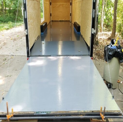 HyperFLEX Epoxy Wood Floor Trailer- Clear Epoxy with Gray Topcoat