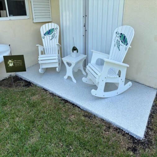 5500 Polyaspartic Outdoor Porch - Clear Topcoat and Full Flake Broadcast