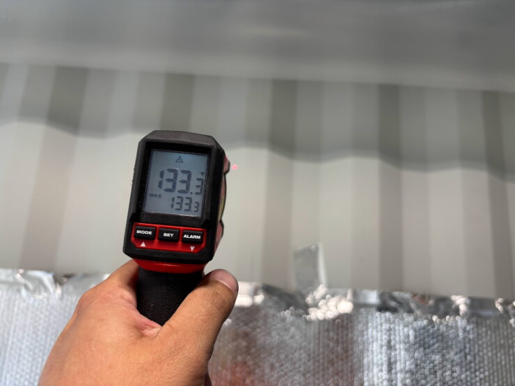 133°F Inside (Factory Green Paint Outside 87°F)