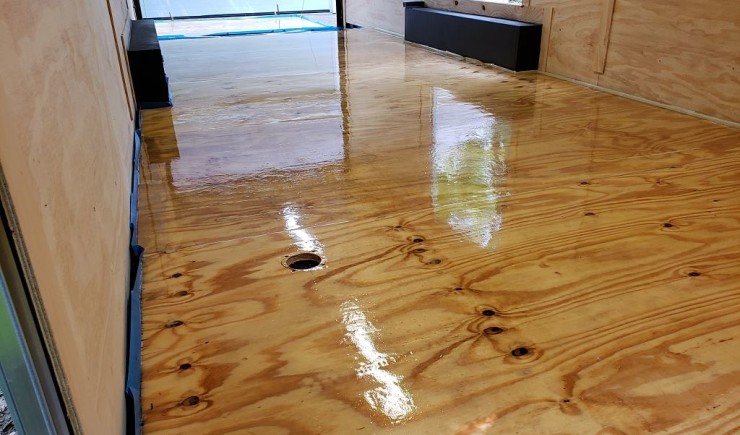 HyperFLEX Clear Epoxy Base As Flexible Membrane on Wood Floor