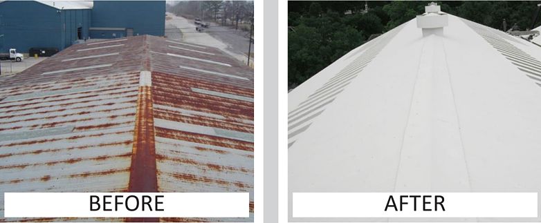 E811FP Before – After_opt E811FP Acrylic Roof Coating Membrane Before - After_