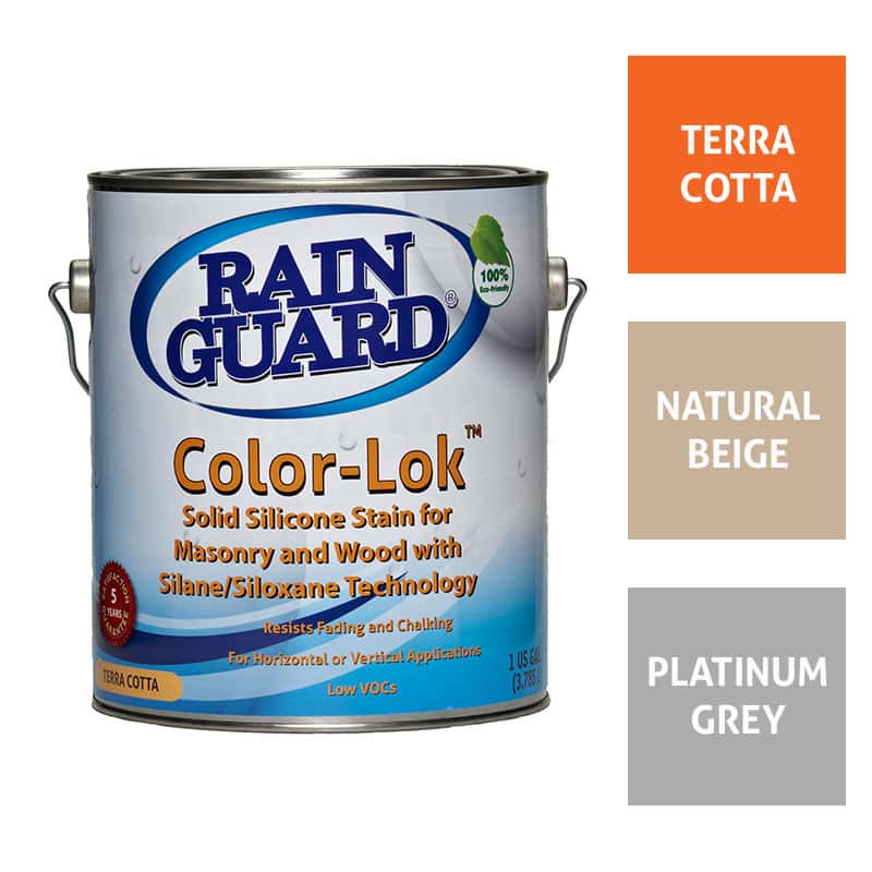 Rainguard Color-lok Solid Color Masonry & Wood Stain Pre-mixed colors