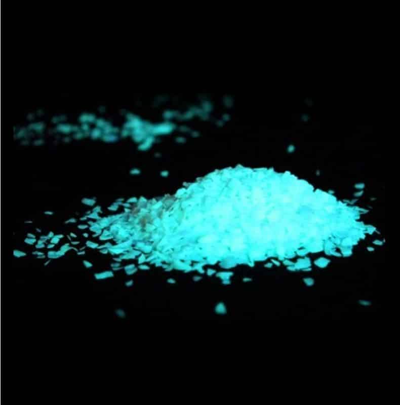 Blue and Green Glow in Dark Flakes for Epoxy, Polyaspartic, Urethane Floor Coatings