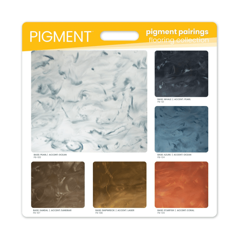 metallic pigment color pairings display board - 6 shown