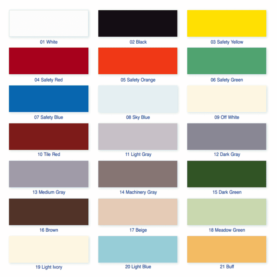 Polyurethane Color Chart Polyurethane Color Chart