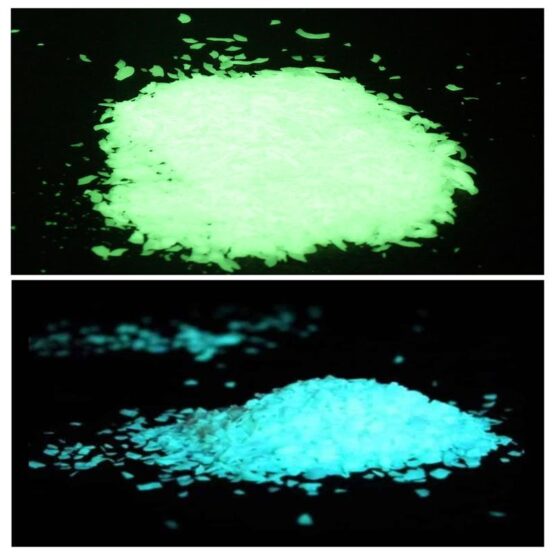 Blue & Green Glow Flakes (PhotoLuminescent Glow in Dark) For Floor Coatings