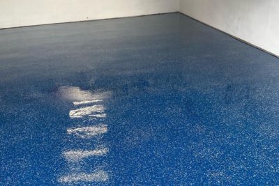 DT-454 Epoxy Ford Blue - 5500-EX Clear Polyaspartic - Flakes Dream Blue