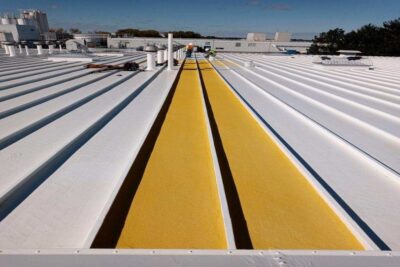 PPG PLant Roof Safety Yellow Walkway Quartz Granules Feature