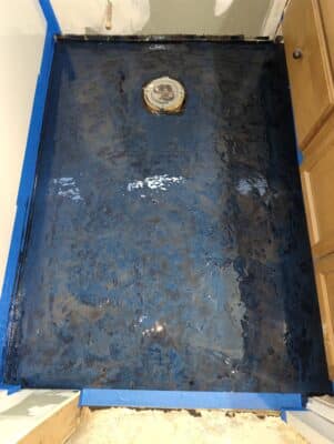 Metallic Marbled Epoxy on Bathroom Floor