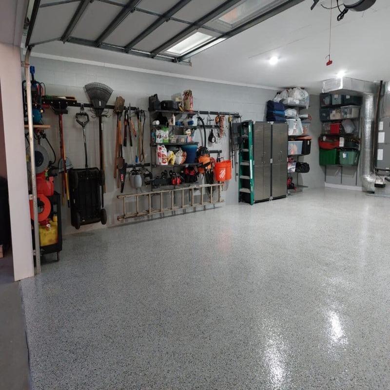 5500 Polyaspartic Garage- Clear Topcoat  and Heavy Flake Broadcast