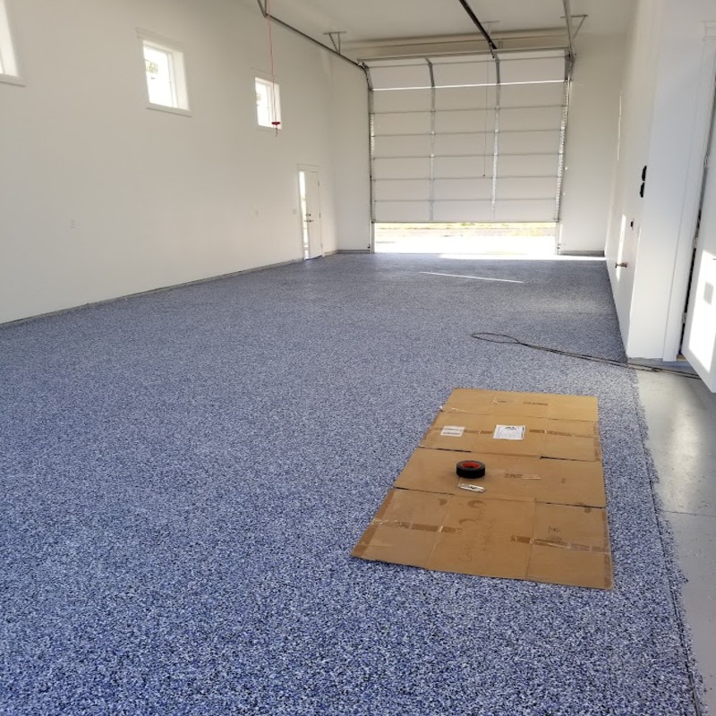 5500 Polyaspartic RV Garage- Clear Topcoat  and Full Flake Broadcast