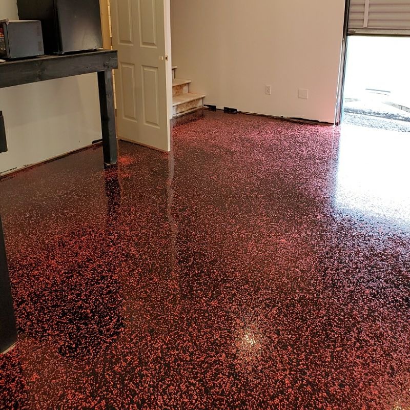 5500 Polyaspartic Man Cave - Clear Topcoat and Medium Broadcast