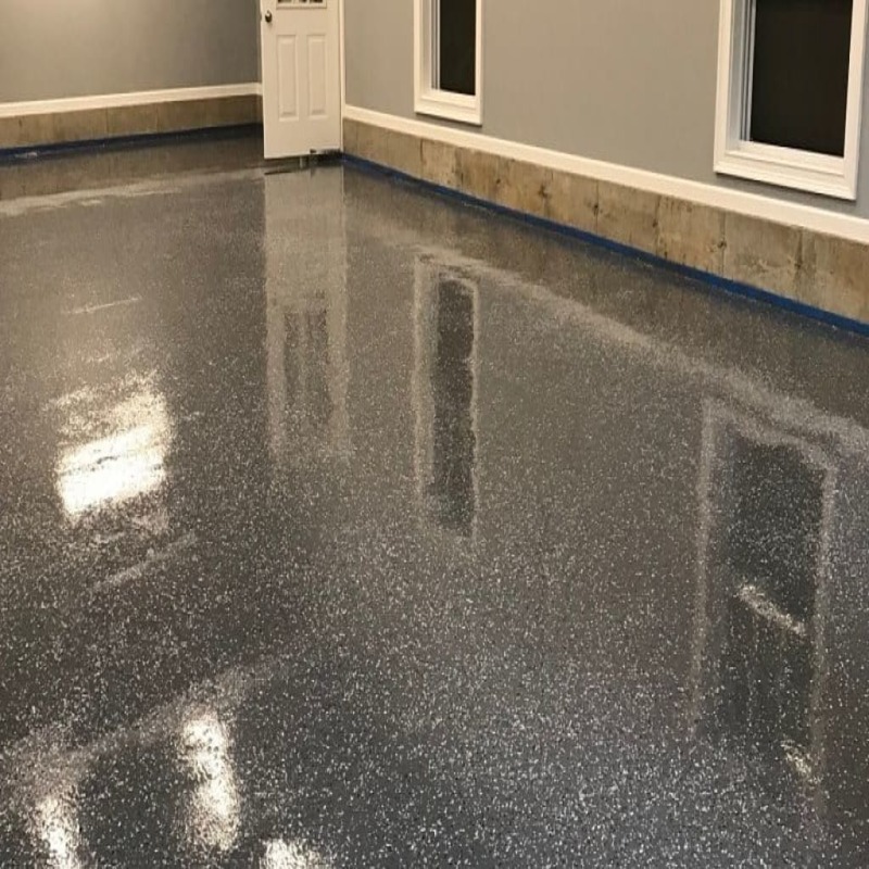 5500 Polyaspartic Garage - Clear Topcoat  and Medium Flake Broadcast