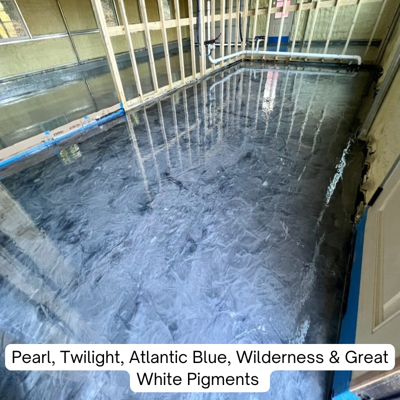 Pearl, Twilight, Atlantic Blue, Wilderness & Great White Metallic Pigments with Black Base