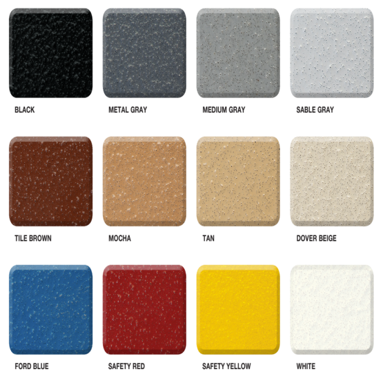 Color swatches chart with labeled textured samples
