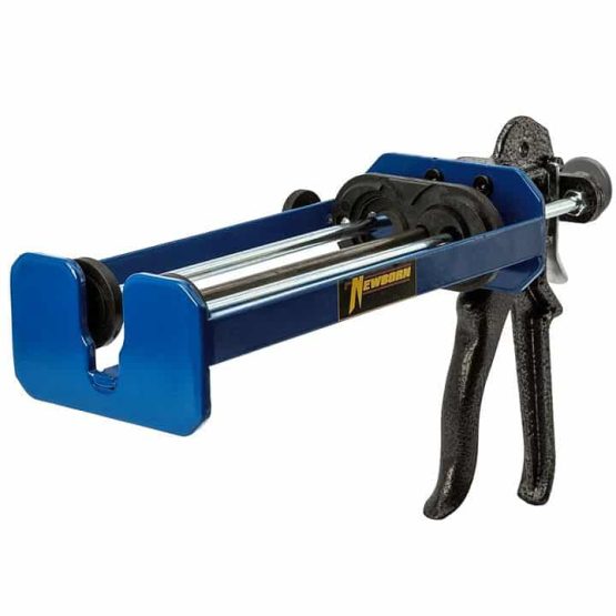 Blue metal caulking gun with dual rods