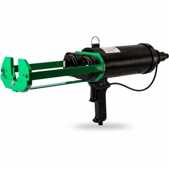 Industrial pneumatic caulking gun with green frame